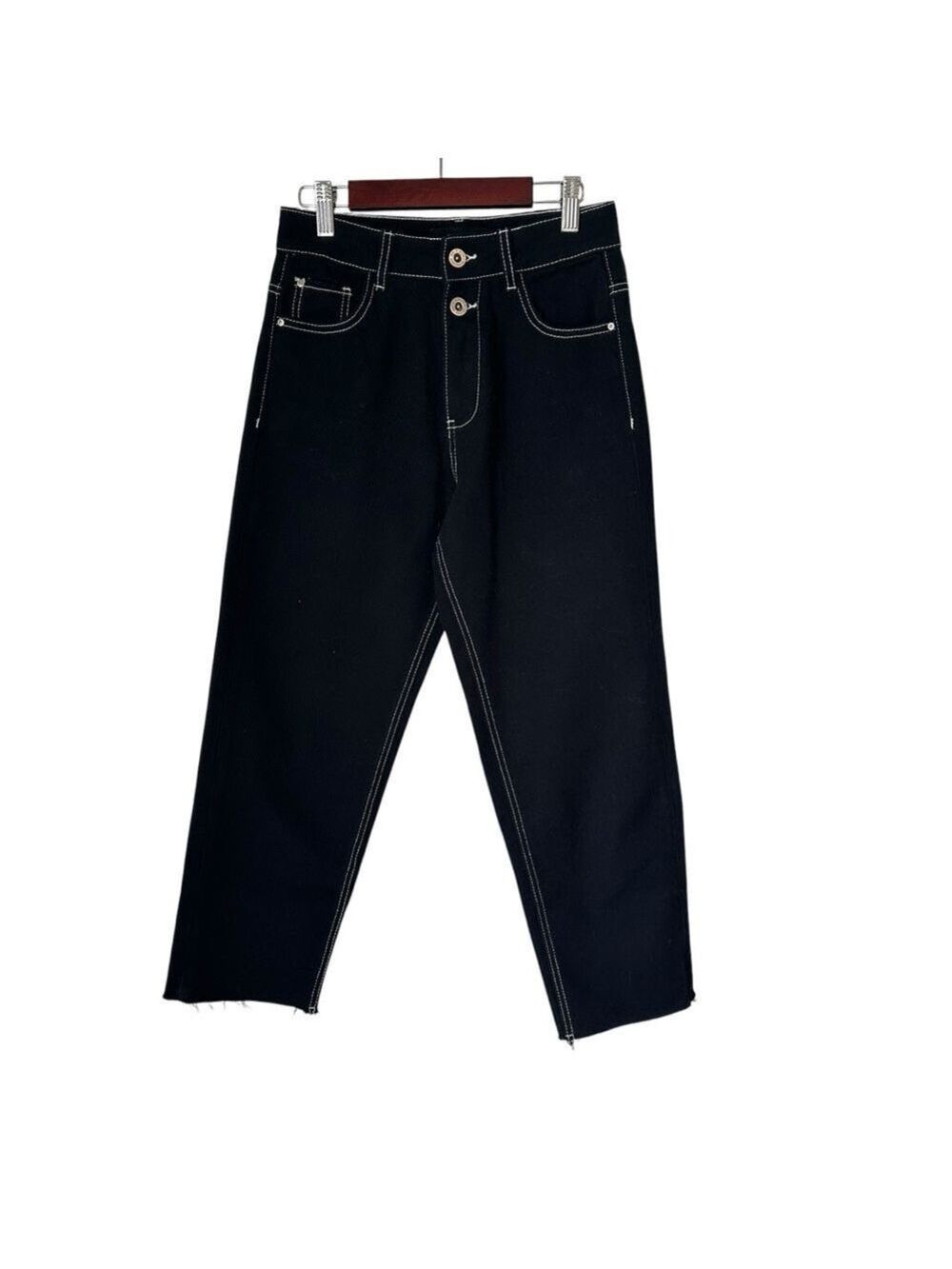 Reserved Denim Women’s Black Frayed Hem Wide Leg Jeans Sz UK 6 or US 2